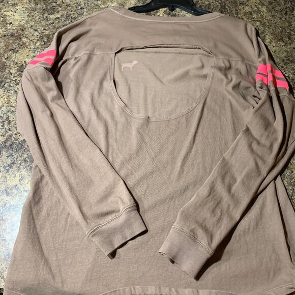 collection of 2 PINK long sleeve t-shirts, colors mint & brown, size M - Picture 3 of 8